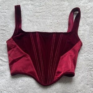 Cider Deep Red Velvet Crop Top